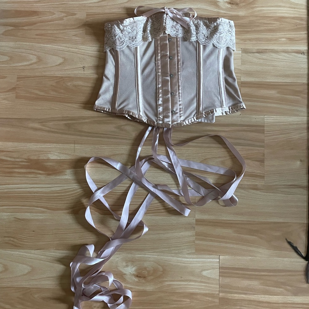 Beautiful Corset Story Satin Bridal Corset with Super Fine Mesh Panels